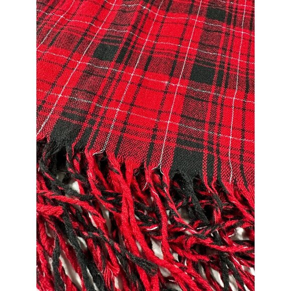 Pier 1 Imports Pashmina Plaid Red Lurex Throw Shawl Blanket Vintage Christmas - Picture 7 of 13